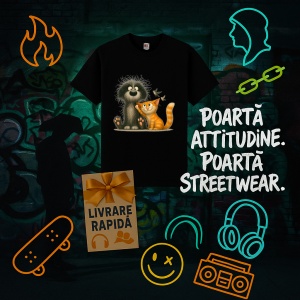 Tricou Catel si pisica Negru, Copii | Dama | Barbat - Img 11