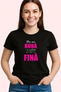 Tricou Cea Mai Buna Fina Mov, din bumbac 100%, tricou negru, Dama | Barbat - Img 2