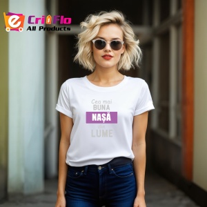 Tricou Cea Mai Buna Nasa Simplu, din bumbac 100%, tricou alb, Dama | Barbat