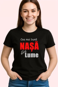 Tricou Cea Mai Buna Nasa V2, din bumbac 100%, tricou negru, Dama | Barbat