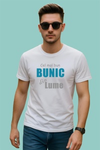 Tricou Cel Mai Bun Bunic Din Lume Albastru V2, din bumbac 100% , tricou alb pentru Barbat