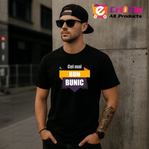 Tricou Cel Mai Bun Bunic Din Lume V4, din bumbac 100%, tricou negru, Dama | Barbat - Img 3