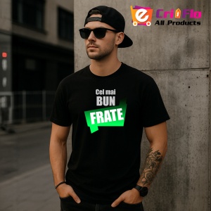 Tricou Cel Mai Bun Frate Banner Verde, din bumbac 100%, tricou negru, Dama | Barbat - Img 3