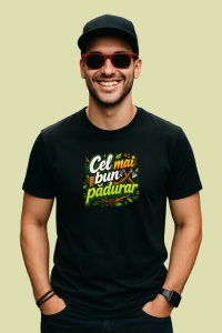 Tricou Cel Mai Bun Padurar Topor Lemn V2, din bumbac 100%, tricou negru Dama | Barbat - Img 2
