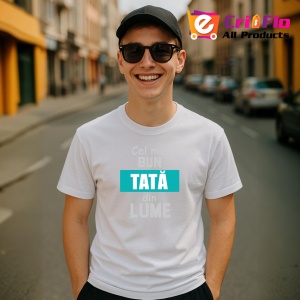 Tricou Cel Mai Bun Tata Simplu, din bumbac 100%, tricou alb, Dama | Barbat