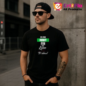 Tricou Cel Mai Iubit Fin Mesaj, din bumbac 100%, tricou negru, Dama | Barbat - Img 2