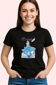 Tricou Cenusareasa printesa fermecatoare intr o lume de poveste Disney, Copii | Dama | Barbat , tricou negru - Img 3