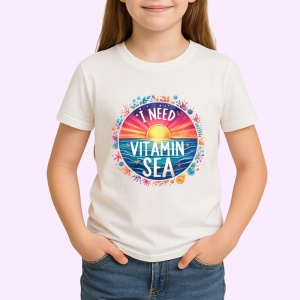 Tricou Cerc colorat cu soare text i need vitamin sea vacanta tropicala Copii | Dama | Barbat Barbat - Img 4
