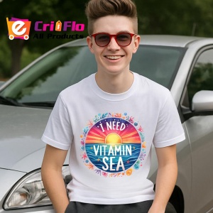Tricou Cerc colorat cu soare text i need vitamin sea vacanta tropicala Copii | Dama | Barbat Barbat - Img 6