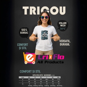 Tricou Champion Muschi Text Repetitiv, Copii | Dama | Barbat - Img 11