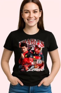 Tricou Charles Leclerc Portret Formula 1 Costum Ferrari, Copii | Dama | Barbat - Img 3