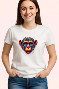 Tricou Chip cimpanzeu colorat arta moderna cu primate Copii | Dama | Barbat - Img 3