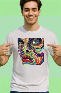 Tricou Chip uman cu contururi colorate abstracte Copii | Dama | Barbat - Img 2