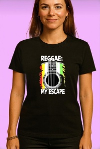 Tricou Chitara Reggae Verde Galben Rosu, Copii | Dama | Barbat, culoare negru