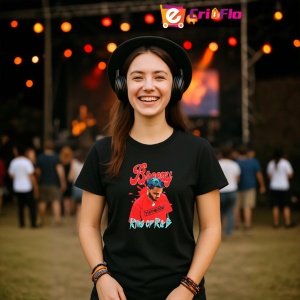 Tricou Chris Brown - King of R&B Red, muzica Hip-Hop / Trap, Dama | Barbat | Copii, Culoare Negru - Img 5