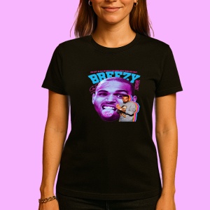 Tricou Chris Brown - Pink Tongue Pose, muzica Hip-Hop / Trap, Dama | Barbat | Copii, Culoare Negru