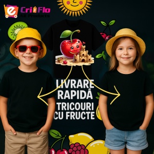 Tricou Cireasa de vara amuzanta castel de nisip, Fructe, Copii | Dama, culoare negru - Img 6