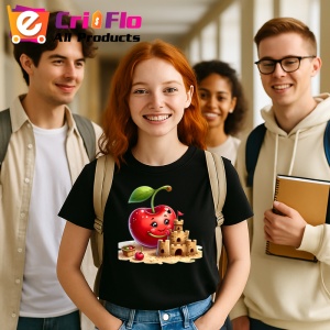 Tricou Cireasa de vara amuzanta castel de nisip, Fructe, Copii | Dama, culoare negru - Img 10