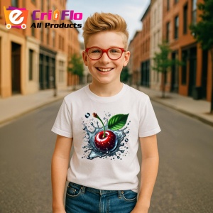 Tricou Cireasa si valuri de apa, Fructe, Copii | Dama - Img 5