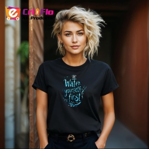 Tricou Citat Motivational Water Yourself First Albastru, din bumbac 100%, tricou negru Copii | Dama | Barbat - Img 8