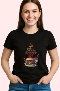 Tricou Complicated Relationship With Food Burger, Copii | Dama | Barbat, culoare negru - Img 4