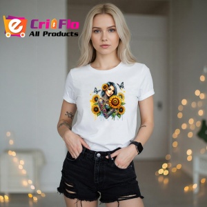 Tricou confident girl sunflowers and butterflies, fata increzatoare cu flori si fluturi, Copii | Dama | Barbat - Img 10
