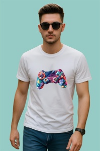 Tricou Controller Gaming Colorat Poligonal, Copii | Dama | Barbat - Img 2