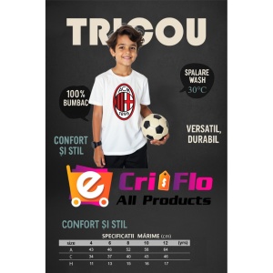 Tricou copii Ac Milan din bumbac 100% - Img 2
