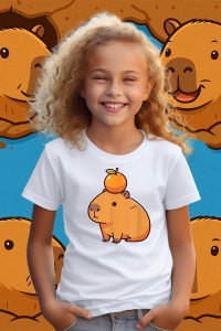 Tricou copii Capybara - portocala pe cap - Img 1