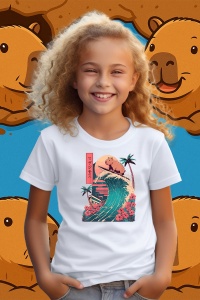Tricou copii Capybara - Surfing big wave - Img 2