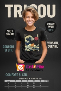 Tricou copii Capybara - Surfing, stil Japonez - Img 6