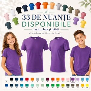 Tricou Copii Clasic Basic Kids, Băiat/Fată, Bumbac 100% Confortabil, 160 g/m², Mărimi 4–12 ani - Img 7