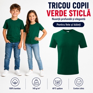Tricou Copii Classic New Malfini – 100% Bumbac, Mânecă Scurtă, Fete și Băieți, 18 Culori - Img 27