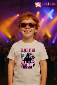 Tricou copii cu formatia BLACKPINK AUTOGRAF ROSU , din bumbac 100% - Img 9