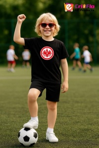 Tricou copii cu logo stema Eintracht Frankfurt Germania, din bumbac 100% - Img 6