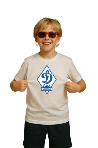 Tricou copii cu logo stema FC Dinamo Moscova Rusia, din bumbac 100% - Img 3