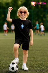 Tricou copii cu logo stema FC Dynamo_Kyiv Ucraina, din bumbac 100% - Img 6