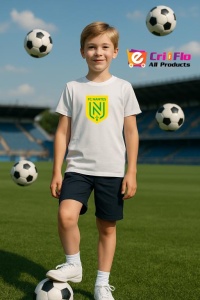 Tricou copii cu logo stema FC Nantes Franta, din bumbac 100% - Img 10