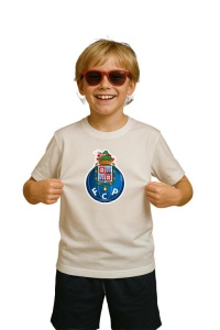 Tricou copii cu logo stema FC Porto Portugalia, din bumbac 100% - Img 3