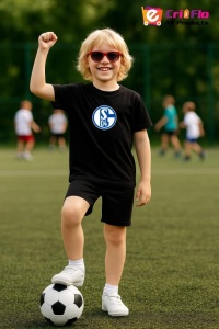 Tricou copii cu logo stema FC Schalke 04 Germania, din bumbac 100% - Img 6