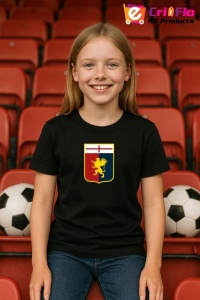Tricou copii cu logo stema Genoa CFC Italia, din bumbac 100% - Img 4