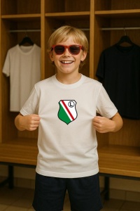 Tricou copii cu logo stema Legia Warsaw Polonia, din bumbac 100%