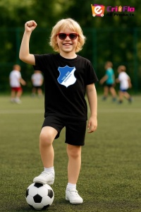 Tricou copii cu logo stema TSG Hoffenheim Germania, din bumbac 100% - Img 6