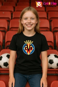 Tricou copii cu logo stema Villarreal_CF Spania, din bumbac 100% - Img 4