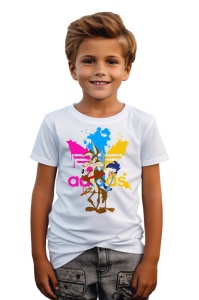 Tricou copii din bumbac 100% Coyote & Roadrunner Friends, cu imprimeu pentru copii, îmbrăcăminte confortabilă, modă copii, cadou ideal