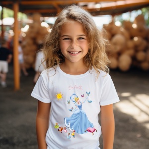 Tricou copii din bumbac 100%, personalizat cu Cenusareasa - Cadou - Img 2