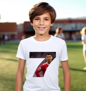 Tricou copii din bumbac 100%, personalizat cu fotbalistul Cristiano Ronaldo - 7 - Cadou - Img 2