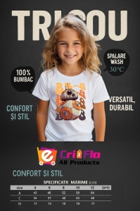 Tricou Copii din bumbac 100%, personalizat cu personajul Bb-8 - Img 4