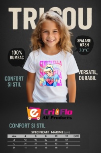 Tricou Copii din bumbac 100%, personalizat cu personajul Cindrella - Img 4