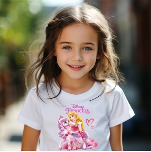 Tricou copii din bumbac 100%, personalizat cu Princess and Unicorn - Cadou - Img 2